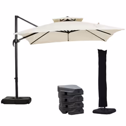 Outsunny 360 Cantilever Parasol Roma Umbrella w/ Base Weights, Beige - Additional view 8