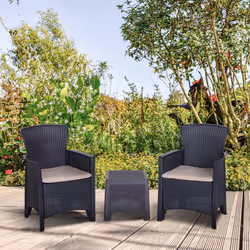 3pc Outsunny Balcony Furniture Set - Grey | Bistro Set