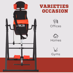 HOMCOM Adjustable Gravity Inversion Table with Safety Belt, Red - Additional view 4