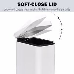 HOMCOM 5L Steel Waste Trash Can Pedal Rubbish Garbage Storage Bucket White - Additional view 4