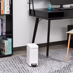 HOMCOM 5L Steel Waste Trash Can Pedal Rubbish Garbage Storage Bucket White - Additional view 6