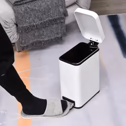 HOMCOM 5L Steel Waste Trash Can Pedal Rubbish Garbage Storage Bucket White - Additional view 8