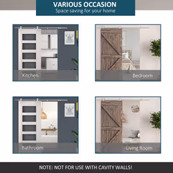 HOMCOM Modern Sliding Barn Door Closet Hardware Track Kit Track System Unit