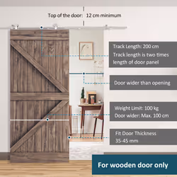 HOMCOM Modern Sliding Barn Door Closet Hardware Track Kit Track System Unit