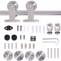 HOMCOM Modern Sliding Barn Door Closet Hardware Track Kit Track System Unit - Additional view 5
