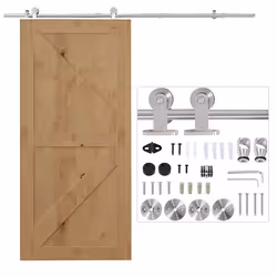 HOMCOM Modern Sliding Barn Door Closet Hardware Track Kit Track System Unit - Additional view 8