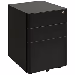 Vinsetto 3 Drawer Metal Filing Cabinet Lockable 5 Wheels Under Desk Black - Additional view 8