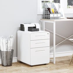 Vinsetto 3 Drawer Modern Steel Filing Cabinet w/ 4 Wheels Lock Pencil Box White