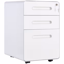 Vinsetto 3 Drawer Modern Steel Filing Cabinet w/ 4 Wheels Lock Pencil Box White - Additional view 8
