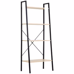 HOMCOM 4-Tier Minimalistic Ladder Shelf Home Display Storage Natural