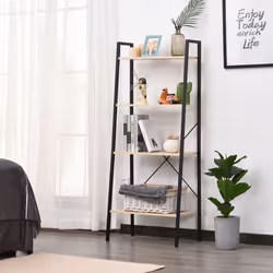 HOMCOM 4-Tier Minimalistic Ladder Shelf Home Display Storage Natural