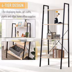 HOMCOM 4-Tier Minimalistic Ladder Shelf Home Display Storage Natural