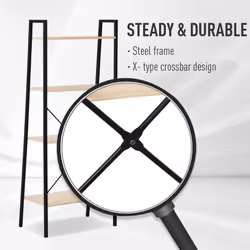 HOMCOM 4-Tier Minimalistic Ladder Shelf Home Display Storage Natural - Additional view 4