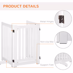 PawHut 155cm Expandable 3-Panel Freestanding Dog Pet Gate w/ Latched Door White - Additional view 4