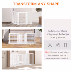 PawHut 155cm Expandable 3-Panel Freestanding Dog Pet Gate w/ Latched Door White - Additional view 8