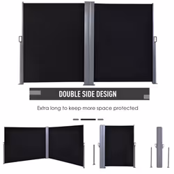 Outsunny 6mx1.8m Double Retractable Side Awning Steel Frame Outdoor Shade Black