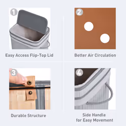 HOMCOM 70L Wood Laundry Basket A Compartment Flip Lid Removable Lining Grey