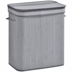 HOMCOM 100L Wood Laundry Basket A Compartment Flip Lid Removable Lining Grey - Additional view 8