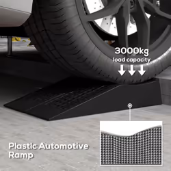 HOMCOMC 2 Pcs 70x20cm Thick Plastic Curb Ramps Anti-Slip Surface Tyre Friction