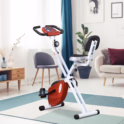 HOMCOM Magnetic Resistance Exercise Bike Foldable LCD Adjustable Seat Red