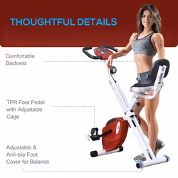 HOMCOM Magnetic Resistance Exercise Bike Foldable LCD Adjustable Seat Red - Additional view 5