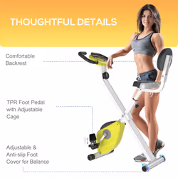 HOMCOM Magnetic Resistance Exercise Bike Foldable LCD Adjustable Seat Yellow - Additional view 4