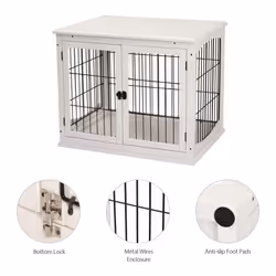 PawHut Dog Crate Puppy Cage End Table Design for Medium Dog White - Additional view 5