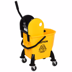 HOMCOM Mop Bucket on Wheels w/ Carry Handle, Mop Holder for Household Yellow - Additional view 6