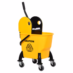 HOMCOM Mop Bucket on Wheels w/ Carry Handle, Mop Holder for Household Yellow - Additional view 8