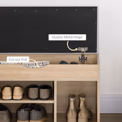 HOMCOM Sit-On Shoe Storage Unit w/ Hidden Compartment Handles Grey, Oak