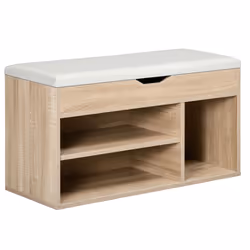 HOMCOM Sit-On Shoe Storage Unit w/ Hidden Compartment Handles Grey, Oak - Additional view 8