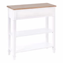 HOMCOM 80x75cm Console Table w/ Drawer 2 Shelves Worktop Handle White