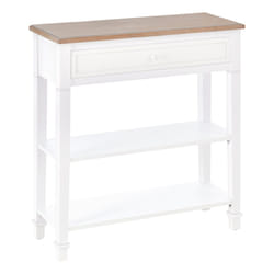 HOMCOM 80x75cm Console Table w/ Drawer 2 Shelves Worktop Handle White