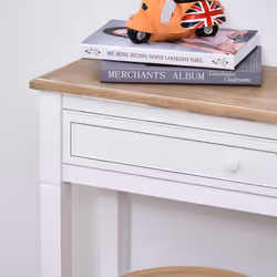 HOMCOM 80x75cm Console Table w/ Drawer 2 Shelves Worktop Handle White - Additional view 5