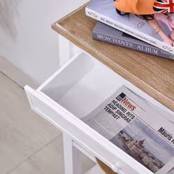 HOMCOM 80x75cm Console Table w/ Drawer 2 Shelves Worktop Handle White - Additional view 6