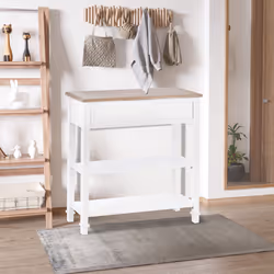 HOMCOM 80x75cm Console Table w/ Drawer 2 Shelves Worktop Handle White - Additional view 8