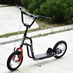 HOMCOM 75-80cm Kids Kick Scooter w/ Adjustable Handlebar Inflatable Wheels Black