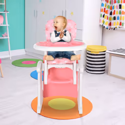 HOMCOM 3-in-1 Convertible Baby High Chair with Removable Tray