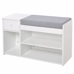 HOMCOM Multi-Storage Shoe Bench Drawer 3 Compartments Cushion Home