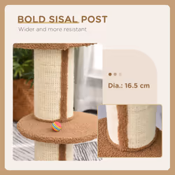 PawHut 2-Tier Cat Kitten Resting Tree w/ Top Basket Cushion Sisal Post Brown - Additional view 4