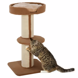 PawHut 2-Tier Cat Kitten Resting Tree w/ Top Basket Cushion Sisal Post Brown - Additional view 8