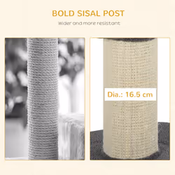 PawHut 2-Tier Cat Kitten Resting Tree w/ Top Basket Cushion Sisal Post Grey - Additional view 4