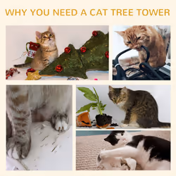 PawHut 2-Tier Cat Kitten Resting Tree w/ Top Basket Cushion Sisal Post Grey - Additional view 5