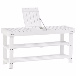 HOMCOM 3-Tier Open Shoe Rack Hidden Storage Wood Frame Wide Shelves