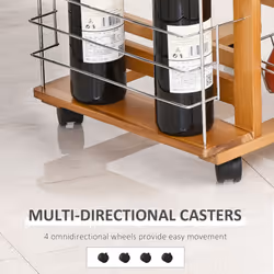 HOMCOM Multi-Use Kitchen Island Trolley Baskets Side Racks Drawer Worktop Brown