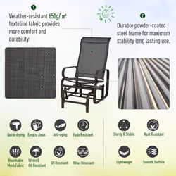 Outsunny 3 Pcs Rocking Chair Gliding Chair Set w/ Table for Patio Garden Brown