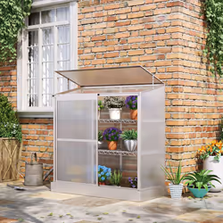 Outsunny 4x2ft 3-Tier Greenhouse Outdoor Plant Grow Aluminium Frame w/ Roof Door