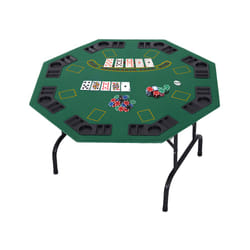 HOMCOM 8 Player Folding Games Poker Table Chip Cup Holder Steel Base Green