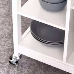 HOMCOM Kitchen Storage Trolley Unit Wood Top Shelves Cupboard Drawer Rail White - Additional view 6