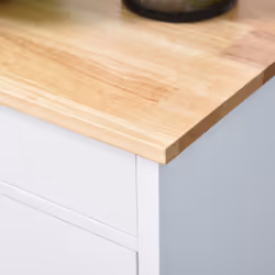 HOMCOM Kitchen Storage Trolley Unit Wood Top Shelves Cupboard Drawer Rail White - Additional view 8